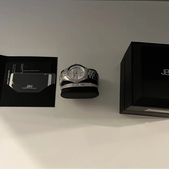 JBW Silver Mondrian Watch with diamond on the hour markers  display picture 3